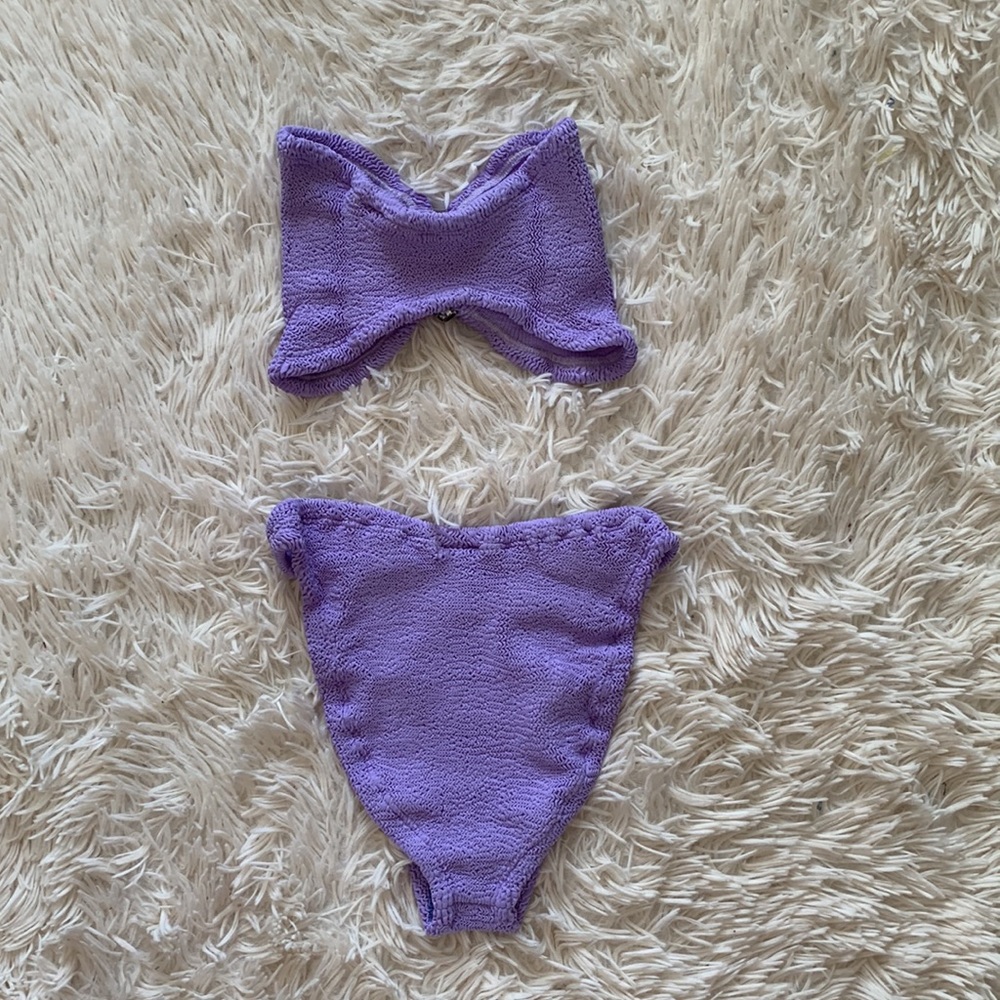 NWT Hunza g nicole embellished crinkle bikini in lilac - Picture 5 of 8